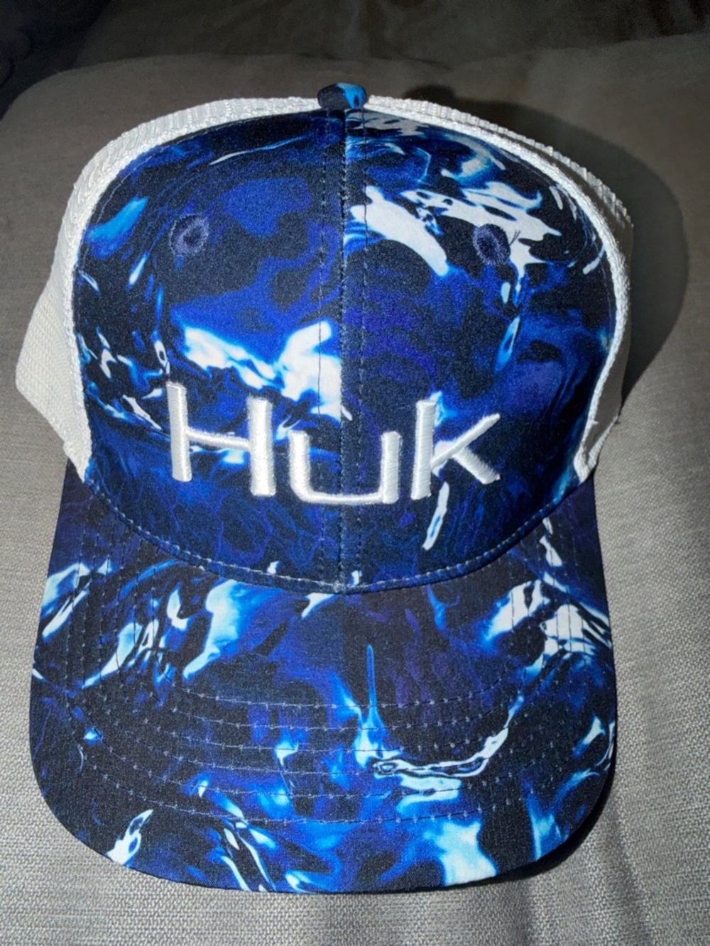 Huk Blue & White Water Camo Trucker Hat